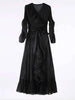 Chic Pleated Women's Dress Irregular Ruched Patchwork Design V Collar Niche Elastic Loose Lace Up Clothing 2DB1191