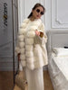 Faux Fur PatchworkTwisted Knitted Cardigan Women Elegant Lapel Long Sleeve Pockets Furry Knitwear Autumn Female Loose Outerwears
