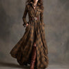 Autumn Grid Printed Long Sleeve Shirts Dress Casual Wear Robe Dress Elegant Ladies Loose Pleated Vintage Commute Dresses