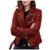 Autumn Women Plus Size PU Leather Jackets Slim Zipper Up Moto Biker Bomber Jacket Winter Belted Retro Women Short Coats S-5XL