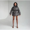 Women's Winter Jacket Hooded Drawstring Zipper Stand-Up Collar Lace Up Winter Jacket Female Loose Casual Chic Jackets For Ladies