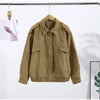 Vintage Tie-dye Suede Women Jacket Long Sleeve Lapel Zipper Slim Female Short Jackets Spring Pocket Lady Outwear