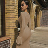 Women Elegant Ruffle Hem White Long Dress Shirring V-neck Flare Long Sleeve Dresses Evening Party Robes Vestido