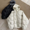 Women Parkas Knitted Hooded Puff Cotton-padded Jacket Fake Two Pieces Loose Warm Thicke Cotton Coat Female Outerwear Overcoat