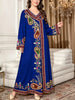 Plus Size Middle Eastern Gown Western V-Neck Printed Women's Dress for Commute Loose Vacation Style Long Sleeve Dress