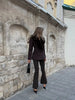 Women Wool Blend Blazer Coat With Large Faux Fur Collar Fitted Waist Double Breasted Winter Outerwear