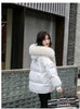 Winter Warm Duck Down Jacket Women's Clothes Glossy Fur collar Thicken Parka Short Down Coat Female