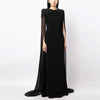 High Street Party Vestido Women's Full Sleeve Diamonds Beaded Maxi Long Dress