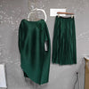 Big Size Chic Women's Pleated Two Pieces Set Casual Loose Pleated Floral Drawstring Long Top And Wide Leg Pants 2DB5506