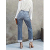 High Waist Stretch Denim Jeans for Women Solid Color Slim Straight Pants Pantalones de mujer