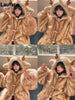 Autumn Winter Thick Warm Sweet Cute Lace Patchwork Faux Fur Coat Hoodie Women with Deer Ears Horn Buttons Fluffy Jacket