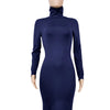 Winter Black Turtleneck Sexy Women Dress Autumn Long Sleeve Skinny Midi Boydcon Casual Blue Plush Knee-Length Party