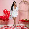 Women Rose Floral Applique Long Sleeve Bodycon Mini Midi Dress Winter V-neck Club Sexy Party Evening Dresses Vestidos