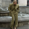 Women's Casual Versatile Office Formal Outfits Elegant Soft Shoulder Pad Blazer All Season Simple Commuter Straight Pants
