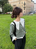 Japanese Style Sweet Black Short Knit Cardigan Women Slim Fit Fake Two-Piece Turn-Down Collar Knit Jacket Lady Sweater