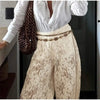 Loose Fit Lace Pants Women's Elastic High Waist Lounge Trousers Spring Lady Bohemian Casual Bottoms