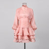 Solid Spliced Ruffles Dress Female Stand Collar Long Sleeve Loose French Elegant Women's Dresses Autumn
