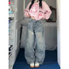 Women's Star Print Wide Leg Jeans Spring Autumn American Style Loose Baggy Tapered Trousers Casual Streetwear Denim Pants