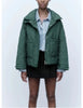 Quilted coat for women Quilted Jacket With Ties beige drawstring high neck pocket clip cotton jacket for women
