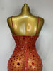 Rhinestones Sexy Mesh See Through Bodycon Dress Women Birthday Evening Cocktail party Gown Red Carpet Club Stage Outfit