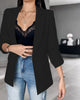 Womens Fall Lightweight Blazers Business Casual Open Front Cardigan Suit Slim Fit 3/4 Sleeve Lapel Work Jacket