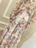 Hit Color Print Dresses For Women Round Neck Lantern Sleeve High Waist Folds Elegant Dress Female Clothing