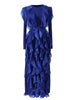 Ruffles Pleated Dress For Women Round Neck Long Sleeves Belt Dresses Female Festival Clothing Spring 2DA3661