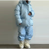 Striped Cotton Jacket Two‑piece Set Women Hooded Zip‑up Coat Wide‑leg Pants Suit Autumn Winter Daily Commute Outfit