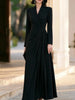 Women V Neck Long Sleeve Maxi Dress Elegant Ruched Waist Wrap Party Evening Gown Formal Cocktail Wedding Guest Dress