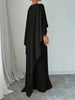 Elegant Crew Neck Pleated Long Dress Women Casual Solid Loose Cloak Sleeve Ruffle Maxi Dresses For Women Spring Autumn Vestidos