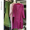 Embossed Pleated Women's Dress Spring Loose Simple Solid Color Long Sleeve Famale Clothing 2DB6616