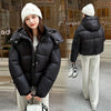 Winter Women Thicke Cotton Coat Loose Hooded Puffer Jacket Cropped Down Cotton Padded Coat Female Parkas Outwear