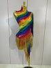 Women Colorful Sparkly Rhinestones Tassel Sexy See-Through Dress One Shoulder Latin Dance Outfits Nightclub Party Stage Costume