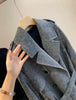 Original Grey Women's wool blend woolen coat with belt, double-sided fleece long woolen coat