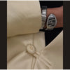 Stand-Collar Satin Frog-Button Jacket Cream Tailored Long-Sleeve Silky Spring Elegant Retro Women Outerwear Blazer