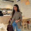 Elegant Stripe Blazer Women Loose Full Sleeve Stand Collar Single Breasted Coats Female Spring Outwear Lady