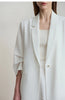 Minimalist Women's Blazer Mujer Autumn Solid Loose Seven-quarter Sleeve Lapel Button Commuter Suit Jacket 12512019