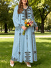 Middle Eastern Elegant Robe, Spring and Autumn Style, Plus-Size Women's Clothing, Ethnic Print, Stylish, Loose and Comfortable, Holiday Style