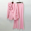 High Street Designer Runway Suit Set Women's Three Dimensional Flower Suit Jacket Trousers Pants Suit 2pcs