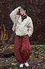 Winter Chinese Style Parkas For Women Bandage Plus Cotton Coats Long Sleeve Loose Pockets Vintage Cotton Parkas