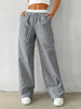 Women's Casual Striped Woven Wide Leg Pants Fall Winter Casual Stylish Full Length Trousers Y2K Clothes Streetwear