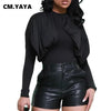 Women PU Zipper Fly Skinny Stretch Shorts Fall Winter Street Active Faux Leather Short Trousers Pants