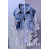 Women Denim Blouse Jacket Spring Autumn Korean Splicing Ladies Cowboy Shirt Tops Casual Stripe Female Windbreaker