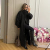 Batwing Sleeve Women's Coat Lapel Single-Breasted Loose Lady Long Jackets Autumn Winter All-Matched Street Outwear