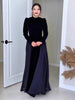 Women Chic Velvet Patchwork Chiffon Dress Elegant Full Sleeve Round Neck High Waist Maxi Dresses Lady Dinner Party Robes