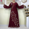 African Clothes Women Dashiki Dress Chiffon Abaya Long Sleeves Dress Islamic Casual Clothing Women Diamond Muslim Long Dress