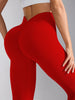 V-Back High Waisted Yoga Leggings Seamless Knit Tights for Women Quick Dry Butt Lifting Slim High Elastic Leggings