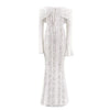 Mingmingxi Autumn Long Sleeve Maxi Dresses for Women Elegant Flare Sleeve Lace Dress Long Birthday Party Dresses