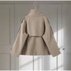 Autumn Women Stand Collar Woolen Jacket Single Breasted Long Sleeve Female Coat Chic Street Office Short Outerwears