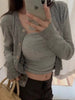 Autumn Long Sleeve Women Elegant Cardigan Sweater Slim Fit Solid Color O-neck Knitted Top Short Coat